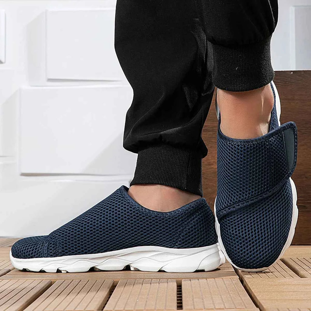 New Casual Orthopedics Wide Feet Swollen Shoes Thumb Eversion Adjusting Soft Comfortable Diabetic Shoe Walking Shoes (All BLACK)