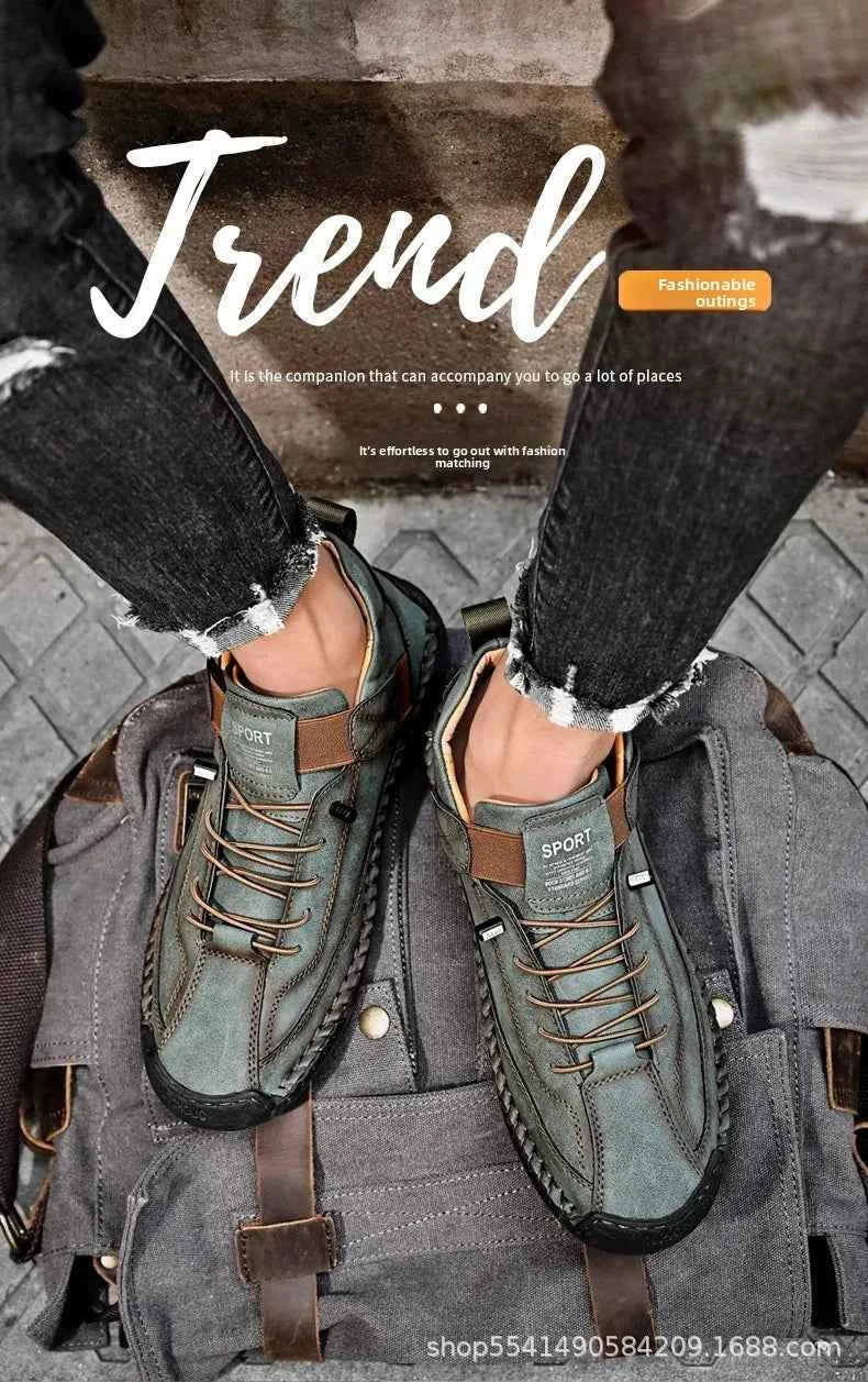 Handcrafted Leather Men’s Casual Shoes – Anti-Slip Sole, Premium Microfiber Upper &amp; Stylish Buckle