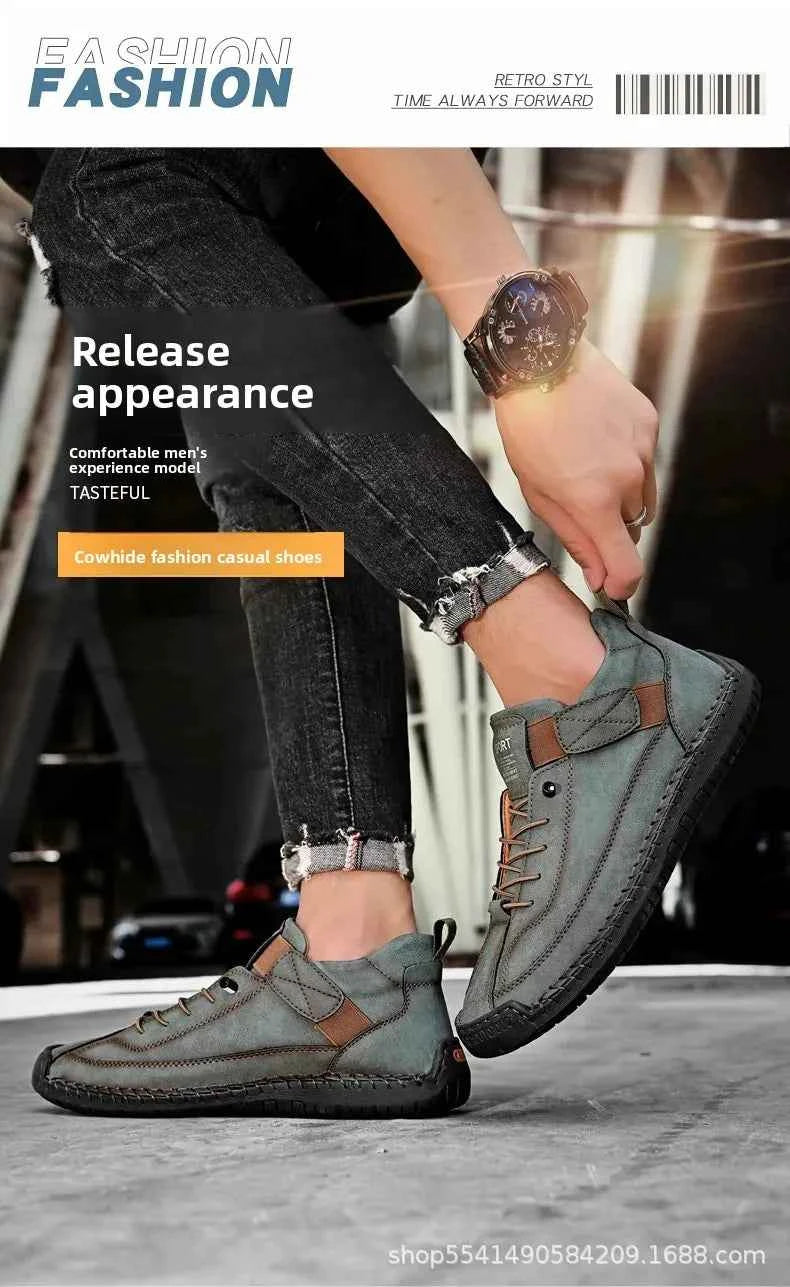 Handcrafted Leather Men’s Casual Shoes – Anti-Slip Sole, Premium Microfiber Upper &amp; Stylish Buckle