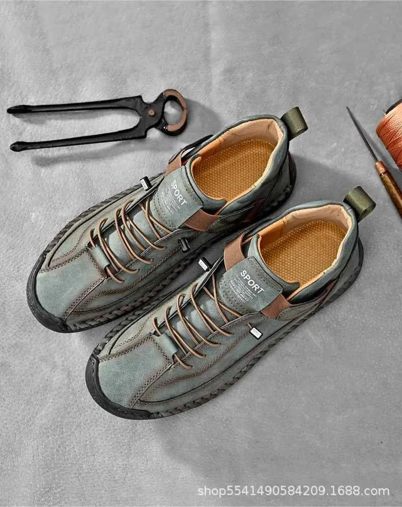 Handcrafted Leather Men’s Casual Shoes – Anti-Slip Sole, Premium Microfiber Upper &amp; Stylish Buckle