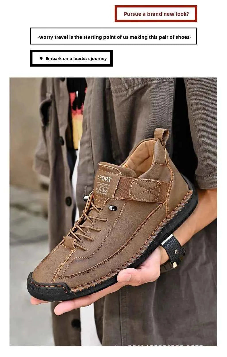 Handcrafted Leather Men’s Casual Shoes – Anti-Slip Sole, Premium Microfiber Upper &amp; Stylish Buckle