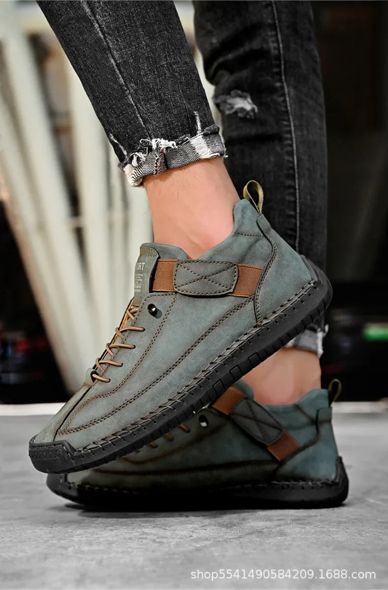 Handcrafted Leather Men’s Casual Shoes – Anti-Slip Sole, Premium Microfiber Upper &amp; Stylish Buckle