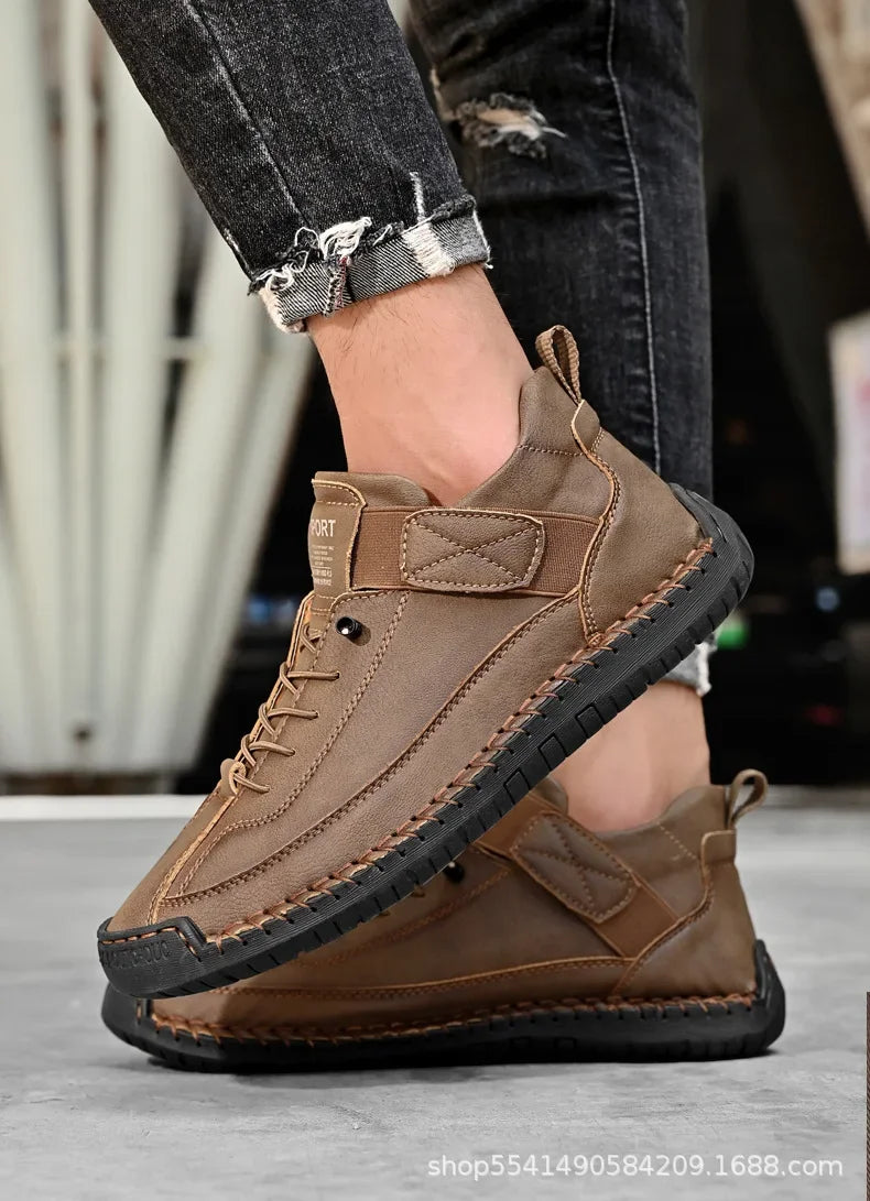 Handcrafted Leather Men’s Casual Shoes – Anti-Slip Sole, Premium Microfiber Upper &amp; Stylish Buckle
