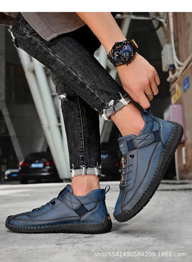 Handcrafted Leather Men’s Casual Shoes – Anti-Slip Sole, Premium Microfiber Upper &amp; Stylish Buckle