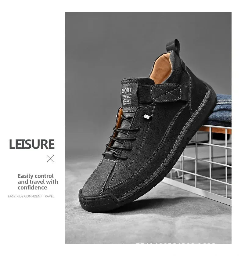 Handcrafted Leather Men’s Casual Shoes – Anti-Slip Sole, Premium Microfiber Upper &amp; Stylish Buckle