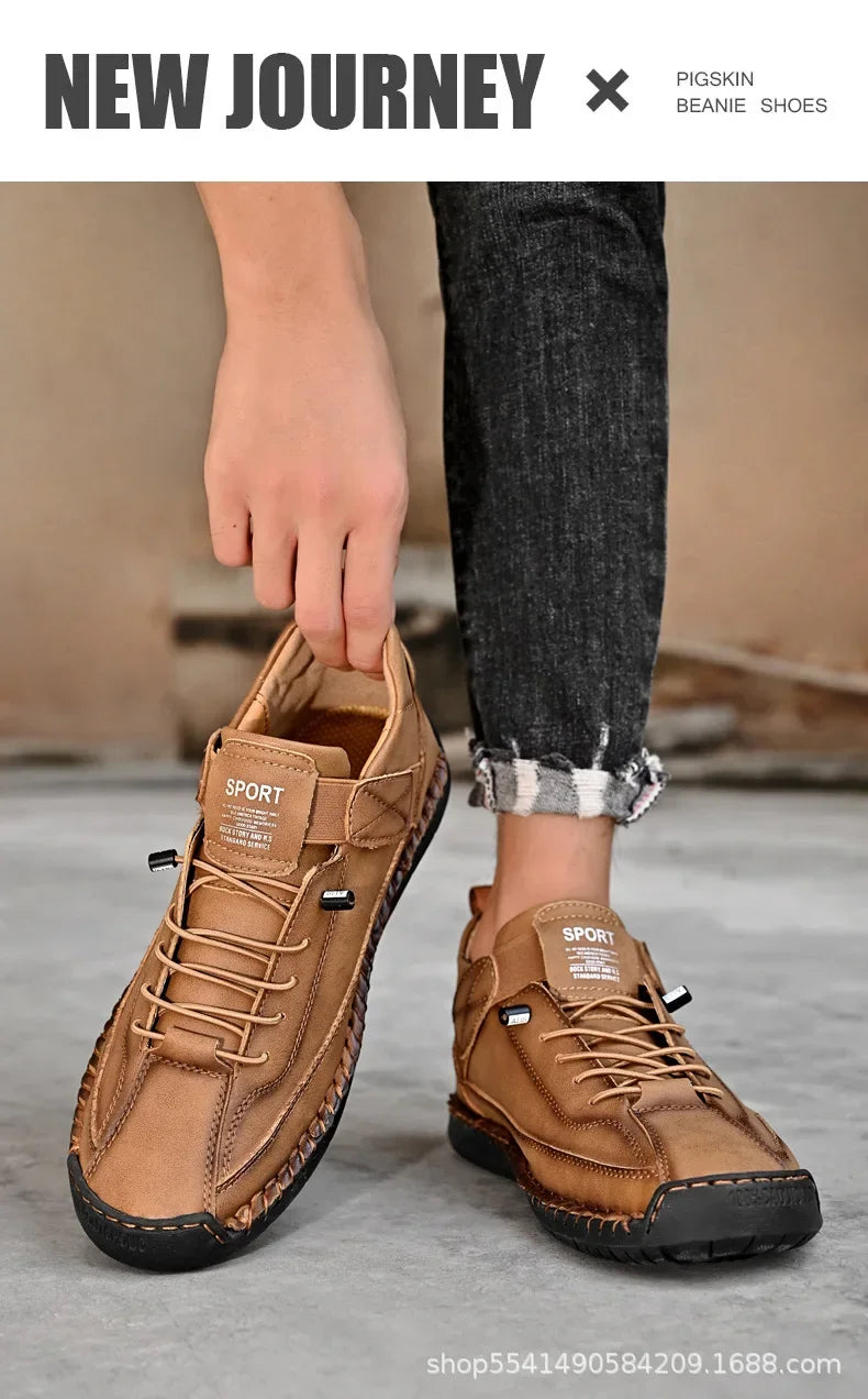 Handcrafted Leather Men’s Casual Shoes – Anti-Slip Sole, Premium Microfiber Upper &amp; Stylish Buckle