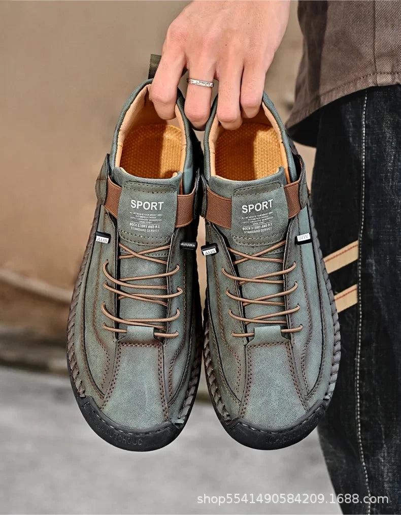 Handcrafted Leather Men’s Casual Shoes – Anti-Slip Sole, Premium Microfiber Upper &amp; Stylish Buckle