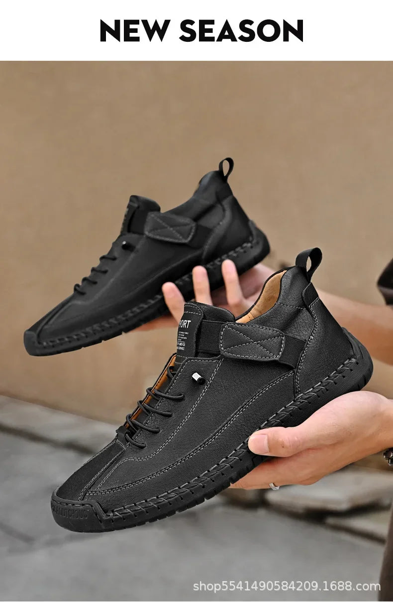 Handcrafted Leather Men’s Casual Shoes – Anti-Slip Sole, Premium Microfiber Upper &amp; Stylish Buckle