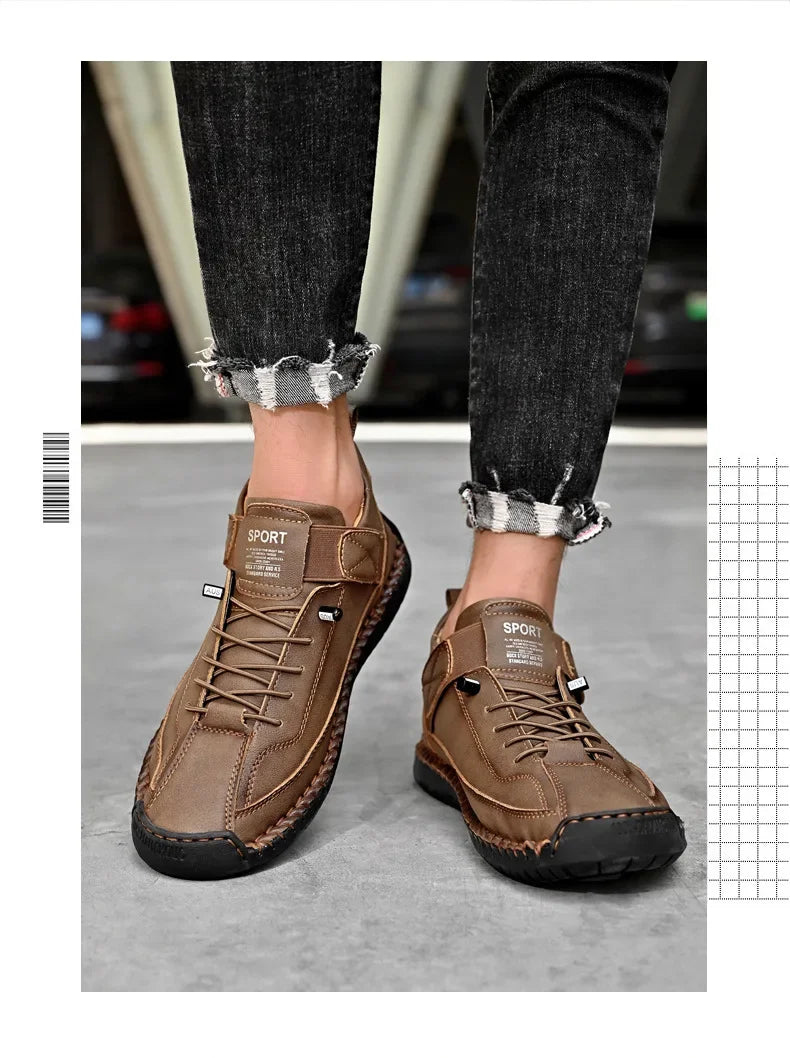 Handcrafted Leather Men’s Casual Shoes – Anti-Slip Sole, Premium Microfiber Upper &amp; Stylish Buckle