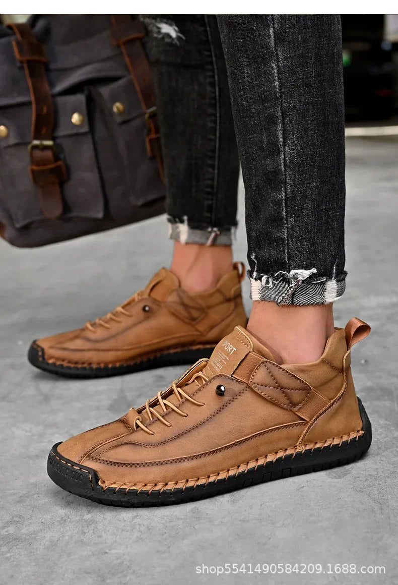 Handcrafted Leather Men’s Casual Shoes – Anti-Slip Sole, Premium Microfiber Upper &amp; Stylish Buckle