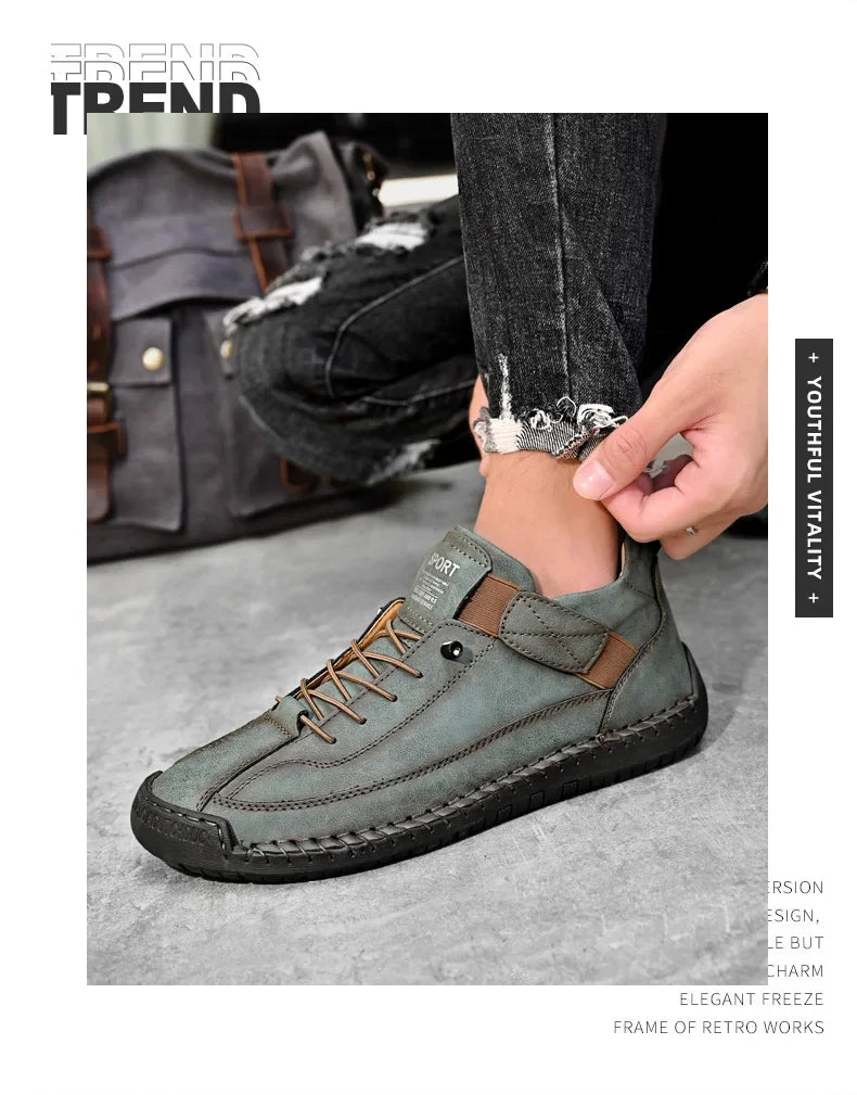 Handcrafted Leather Men’s Casual Shoes – Anti-Slip Sole, Premium Microfiber Upper &amp; Stylish Buckle