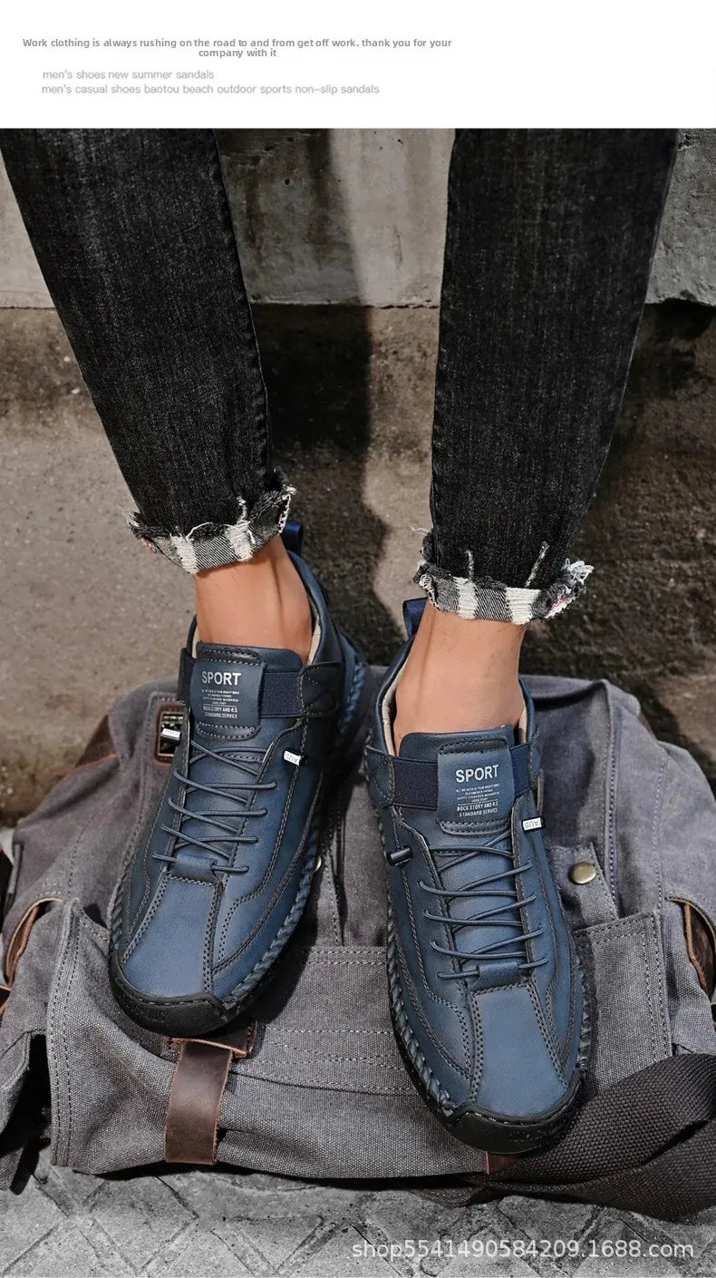 Handcrafted Leather Men’s Casual Shoes – Anti-Slip Sole, Premium Microfiber Upper &amp; Stylish Buckle