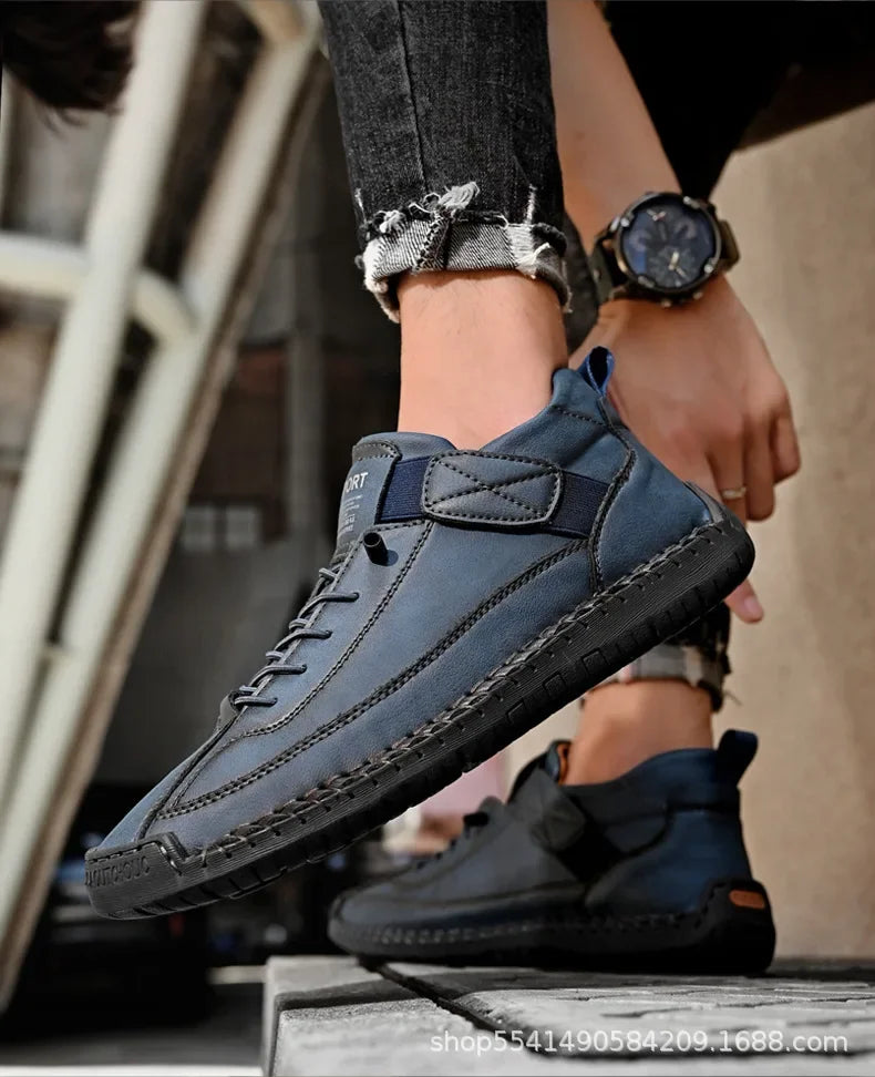 Handcrafted Leather Men’s Casual Shoes – Anti-Slip Sole, Premium Microfiber Upper &amp; Stylish Buckle