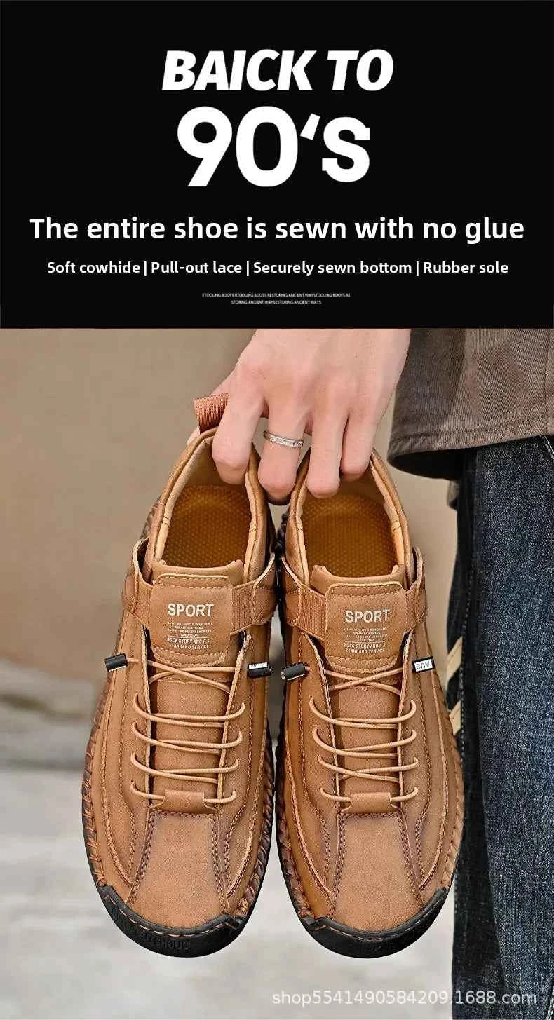 Handcrafted Leather Men’s Casual Shoes – Anti-Slip Sole, Premium Microfiber Upper &amp; Stylish Buckle