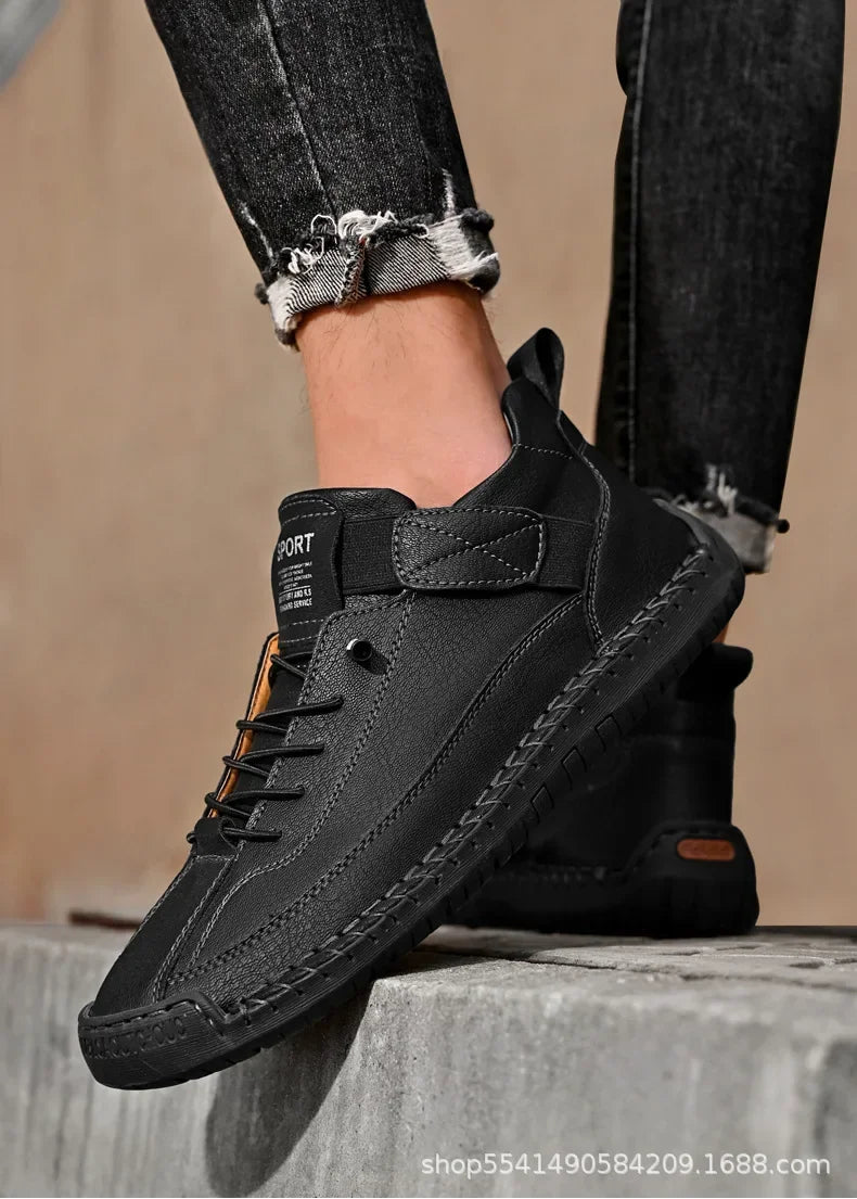 Handcrafted Leather Men’s Casual Shoes – Anti-Slip Sole, Premium Microfiber Upper &amp; Stylish Buckle